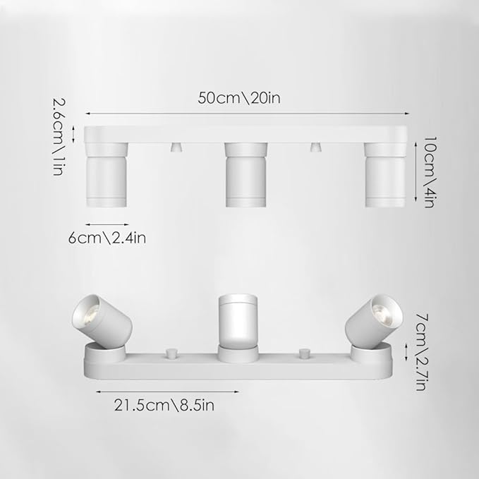 Spotlight Led Ceiling Light Fixture Fixed Track Lighting Kit Island 360°+90°Rotation Directio l Spotlights for Kitchen Office