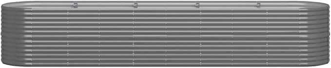 Powder-Coated Steel Garden Raised Bed Oval Shape Planter Box Metal Raised Garden Beds for Flowers Vegetables Herbs 144.9x31.5x26.8 Gray-695
