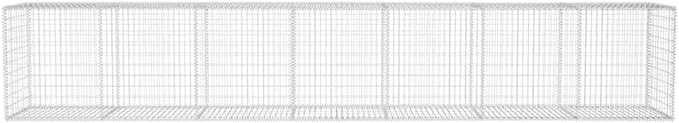 Gabion Wall with Cover Galvanized Steel 236.2x19.7x39.4 Gabion Raised Bed Gabion Cages Basket Steel Woven Gabion Net for Backyard Garden -AA