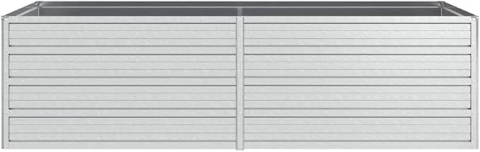 Garden Raised Bed Silver Galvanized Steel 63x63x17.7 Inch Large Rectangular Outdoor Planter Box for Vegetables Herbs Flowers Patio Terrace