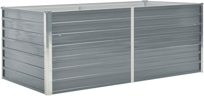 Grey Galvanized Steel Raised Garden Bed 63x31.5x17.7 Inch Rectangular Planter for Outdoor Plants Durable Weather Resistant Raised Beds for Gardening