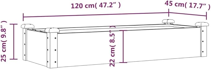 Wooden Garden Raised Bed with Liner Planter Box Raised Beds for Gardening Vegetables Flowers 47.2x17.7x9.8 Solid Wood Fir-656