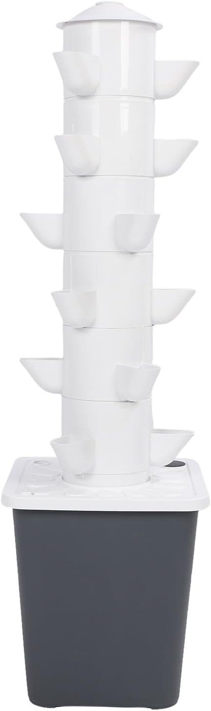 Respicefinem Vertical Hydroponic Growing System Space Saving 18 Hole Hydroponic Tower with 10L Watertank for Home Indoor Gardening Us Plug
