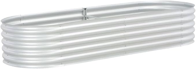 Raised Garden Bed Kit for Vegetables Flower Galvanized Metal Planter Boxs Large Garden Bed Metal Plant Stakes 94.5x31.5x17.3 Galvanized Steel Silver