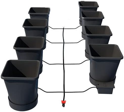 AutoPot 8 Pot XL System with 6.6 Gallon Plastic Pots and No Tank - Self-Watering Gravity-Fed Hydroponic System (8PotXL - 6.6 Gallon - No Tank) Indoor Black