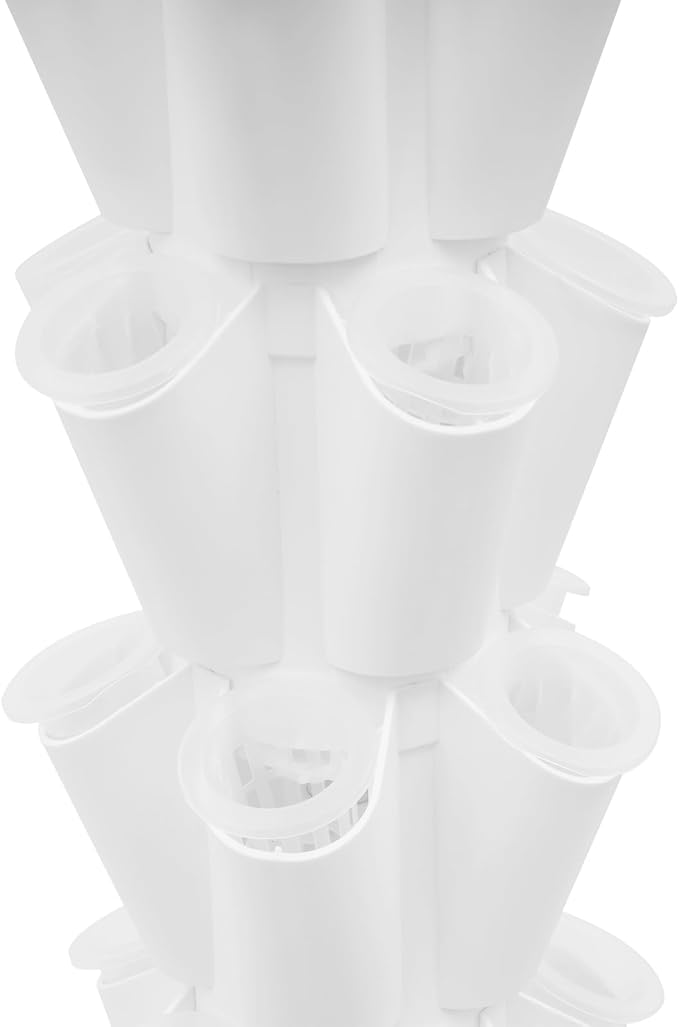 50 Sites 10-Tier Hydroponic Growing Tower 12 Gallon Water Tank with Auto Timer Vertical Indoor Garden System for Vegetables Strawberries &amp Herbs Mobile on Wheels