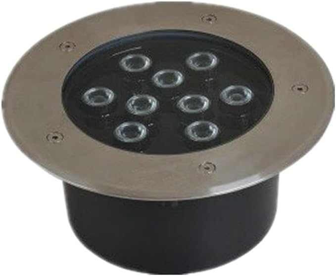 2pcs/lot AC220V/12V 9w/12w LED Round Inground Lamp 304 Stainless Steel Cover Red/ Yellow/ Blue/ Green / Purple Light IP67 Waterproof LED Embedded Spotlight Luopan Outdoor Lighting ( Size : 12w-AC220V-