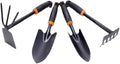 Garden Tool Set 4 Piece Heavy Duty Garden Trowels Cast-Iron Garden Hand Shovels with Non-Slip Rubber Grip Idea for Transplanting Weeding Digging and Planting (Four-Piece Tool Set)