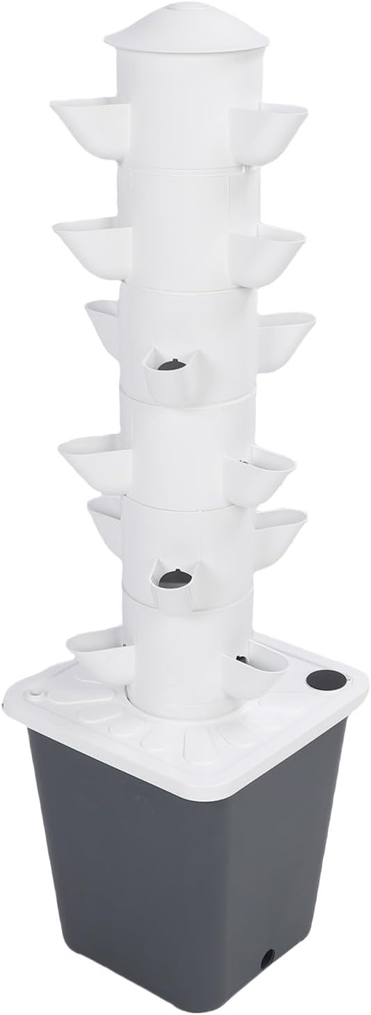 Respicefinem Vertical Hydroponic Growing System Space Saving 18 Hole Hydroponic Tower with 10L Watertank for Home Indoor Gardening Us Plug