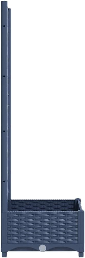 Blue-Grey Garden Planter w/Trellis 15.7x15.7x47.8 in Large Polypropylene Raised Planter for Patio Balcony &amp Terrace