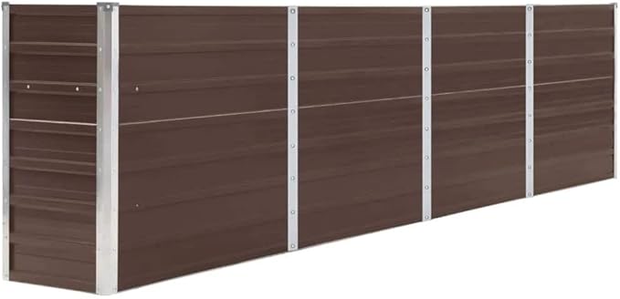 Raised Garden Bed Outdoor planters Garden Bed Planter Boxes Outdoor Suitable for Backyard Patios Flowers Restaurants 126x15.7x30.3 Galvanized Steel Brown