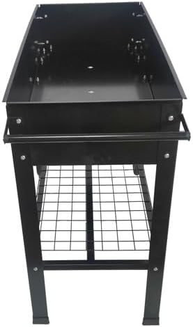Mobile Elevated Metal Garden Bed Cart with Wheels Tall Raised Planter Box with Legs and Shelf for Vegetables Herbs Flowers Indoor Outdoor Patio Backyard Gardening with Drainage Hole System