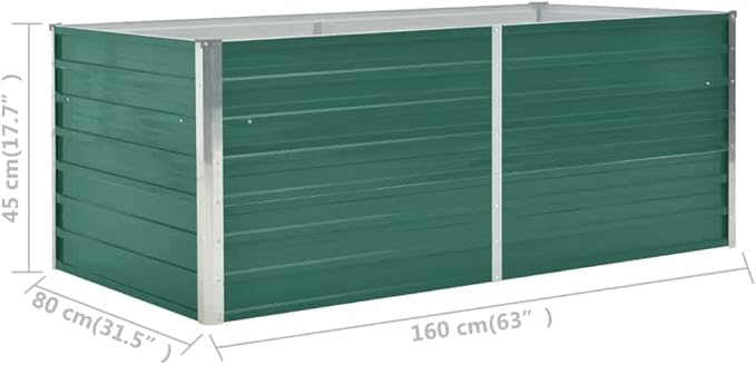 YAFF Raised Garden Bed 63x31.5x17.7 Galvanized Steel Green (15.312lbs)