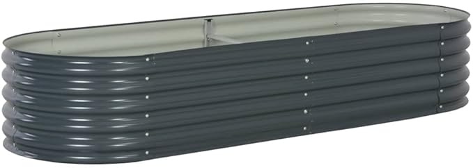 Garden Raised Bed 94.4x31.4x17.3 Galvanized Steel Gray