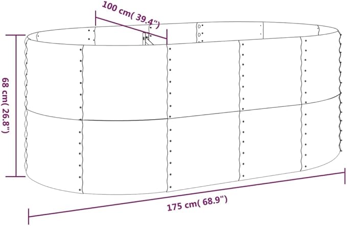 SKM Garden Raised Bed Grey Powder-Coated Steel Large DurableGrey (Weight 24.03KG)