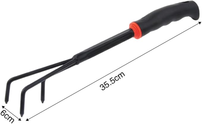 Sosoport 6pcs Iron Garden Tool Set with Ergonomic Anti-Skid Handle Versatile Hoeing Rake Shovel and Rake Accessories for Home Balcony and Potted Gardening Black Orange