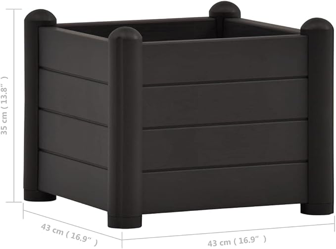 Garden Raised Bed PP Anthracite 16.9”x16.9”x13.8”