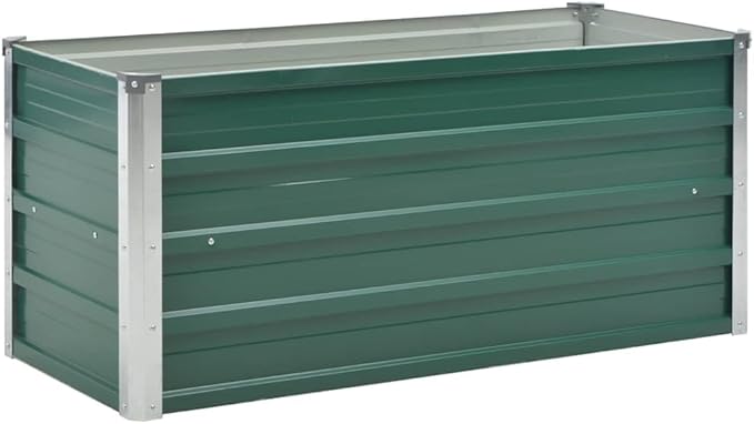 Garden Raised Bed Planter Box Outdoor Steel Planter for Growing Flowers Herbs and Vegetables Galvanized Steel 39.4x15.7x17.7 Green-972