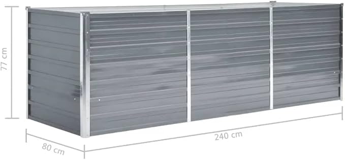 Garden Raised Bed Galvanized Steel 94.5x31.5x31.3 Gray