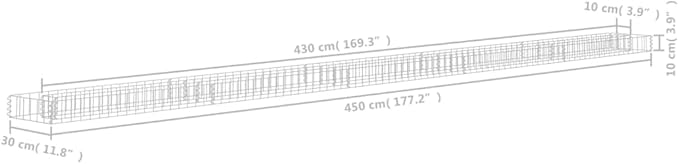 YAFF Gabion Raised Bed Galvanized Steel 177.2x11.8x3.9 (16.06lbs)