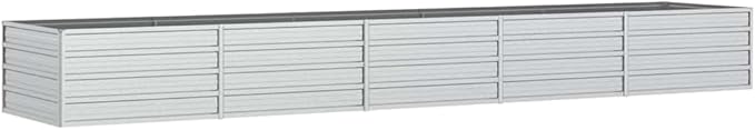 Garden Raised Bed Silver Galvanized Steel 157.5 x 31.5 x 17.7 in Outdoor Planter Box for Vegetables Flowers Durable Garden Beds
