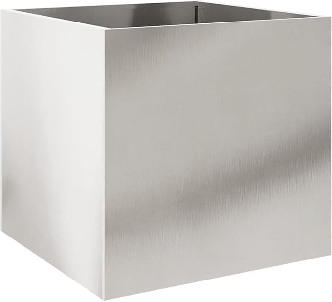 Stainless Steel Rectangular Planter 18.5x19.3x18.1 in Modern Elevated Garden Box for Indoor Outdoor Patio Silver Large Metal Raised Bed with Decorative Inlays