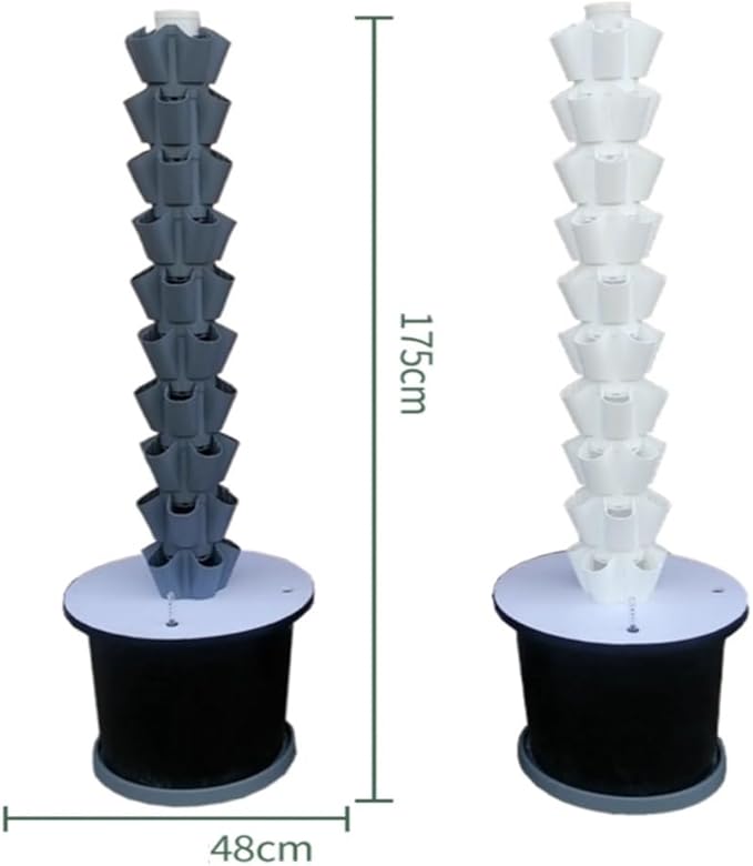 Hydroponics Growing System Tower Garden Vertical Hydroponic System Automatic Water Circulation Increased Oxygen Capacity for Fruits Vegetables(Gray10 Layers)