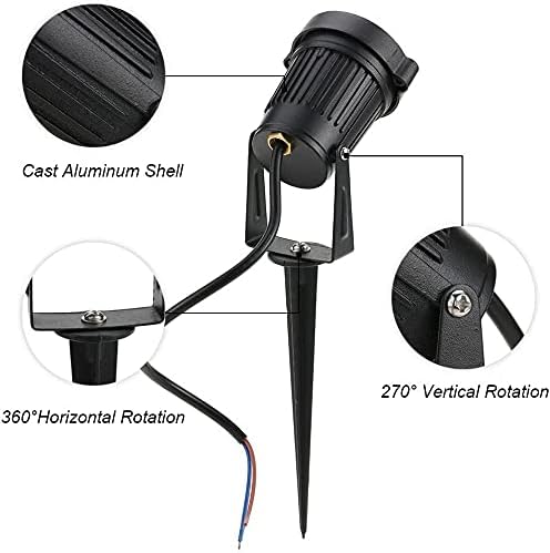 Youngine 12V Outdoor LED Lawn Light Lamps Landscape Spotlight 5W COB Garden Patio Wall Yard Path Decorative Lighting with Spiked Stand Pack of 2 (Warm White) NO Plug