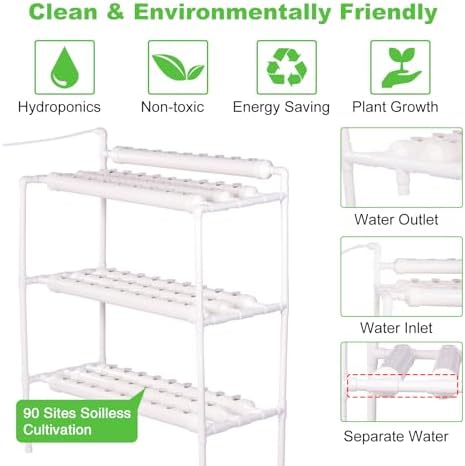 Hydroponics Growing System 1 Levels 36 Sites/Hydroponic Planting Vegetables Garden Tools with Water Pump Timer Nest Basket Growth Sponge for Vegetables Flowers Fruits