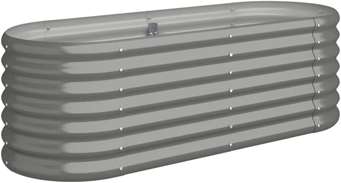 vidaXL Garden Raised Bed Raised Patio Bed Outdoor for Vegetables Planter for Outdoor Plants Planter Box Stand Powder-Coated Steel Gray