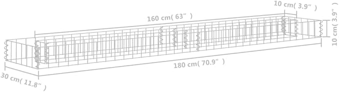 YAFF Gabion Raised Bed Galvanized Steel 70.9x11.8x3.9 (7.48lbs)