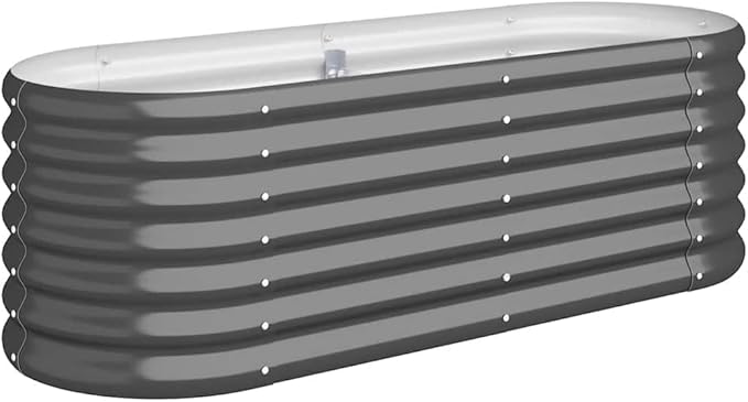 Garden Raised Bed Anthracite Powder-Coated Steel Oval Planter for Outdoor Plants 44.9x14.2 Inch Durable Metal Garden Bed