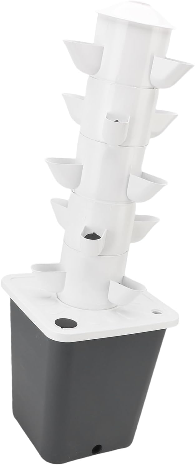 Vertical Hydroponic Tower 15 Holes 10L Water Tank Space Saving Vertical Planting Tower for Home School ABS Material