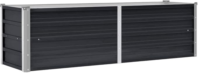 Raised Garden Bed 62.9x15.7x17.7 in Galvanized Steel Planter Box Anthracite Matte for Patio Balcony Yard Outdoor Herb Flower Veggie Growing