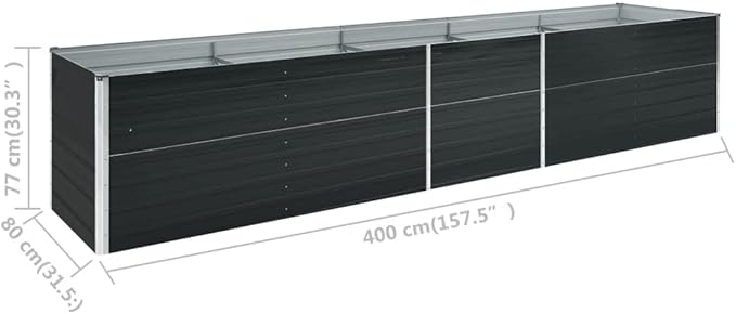 SKM Garden Raised Bed Garden Raised Bed Galvanized Steel 157.5x31.5x30.3 Anthracite