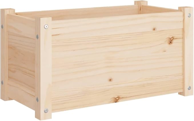 23.6x23.6x12.2 in Rustic Pinewood Planter Box Solid Wood Outdoor Garden Beds Rectangular Flower Box for Patio Balcony Terrace Herb &amp Tomato Growing