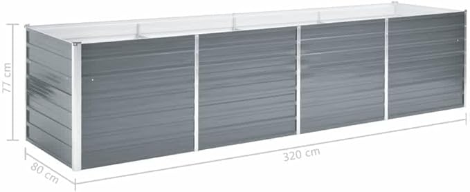 Raised Bed Grey Galvanized Steel Herb planters Cactus planters Modern Plant pots for Indoor Backyard 126.0x31.5x30.3 in Heavy Duty