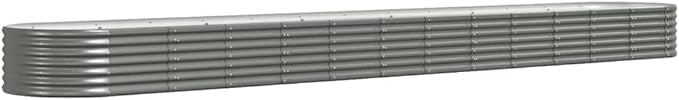 SKM Garden Raised Bed Powder-Coated Steel 201.6x31.5x14.2 Gray (16.1 KG/35.42 LBS)