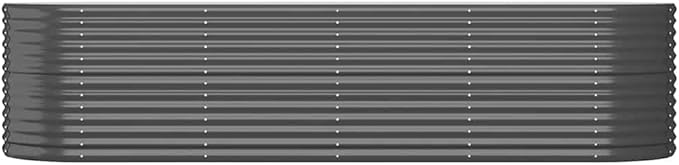 Large Oval Raised Garden Bed 116.5 x 116.5 x 26.8 in Anthracite Powder-Coated Steel Planter Box Weather-Resistant Outdoor Elevated Flower Bed for Patio Lawn Balcony