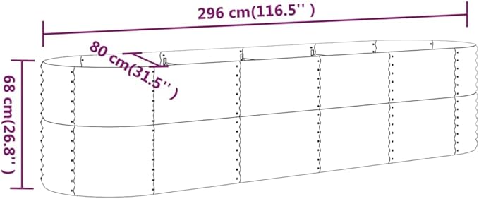 Garden Raised Bed Powder-Coated Steel 116.5x31.5x26.8 SilverWeight:38.49lbs318962