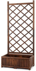 Wood Planter Raised Garden Bed with Trellis 67 Inch Height Outdoor Garden Flower Standing Planter Box Lattice Panels