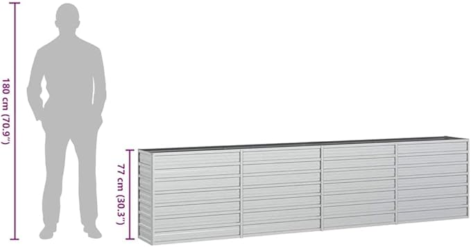 Large Garden Raised Bed Silver Galvanized Steel Planter Box 126x15.7x30.3 inch Outdoor Rectangular Raised Beds for Gardening Vegetables Flowers