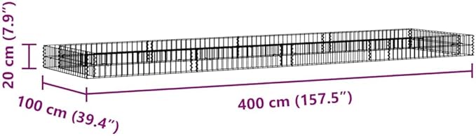 Galvanized Steel Gabion Raised Bed 157.5x157.5x7.9 Large Outdoor Planter Box for Garden/Patio Silver Rectangular Raised Bed Rustproof