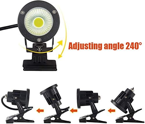 Kiven LED Indoor/Outdoor Waterproof Spotlight for Plants &amp Accent Lighting - 9.84 FT Plug-in Cord with Clip Light for Potted Plants Home &amp Living Room (5W Cool White)