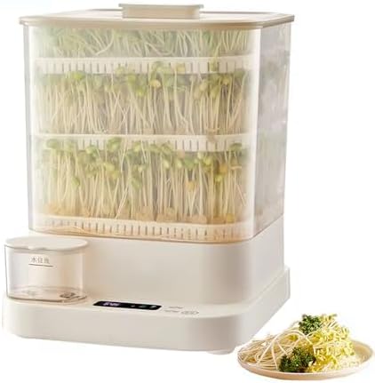 Automatic Bean Sprout Machine 3 Layer Home Smart Automatic Sprouting Tray with 1.5l Water Tank Automatic Spray and LED Display Time Sprout