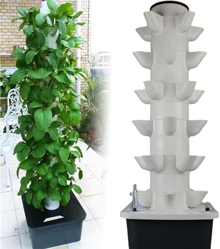 Indoor Hydroponic Growing System for Herbs &amp Vegetables - Aeroponic Tower Pump Timer Net Pots for Efficient Home Gardening &amp Easy Plant Growth