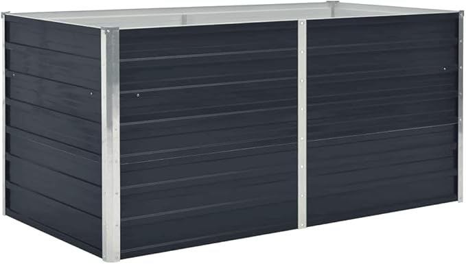 Galvanized Steel Raised Planter Box 63x31.5x17.7 Anthracite Outdoor Garden Bed for Herbs Vegetables Patio Balcony Modern Design