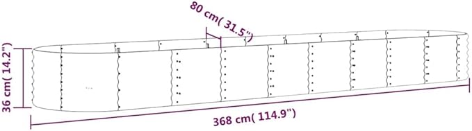 vidaXL Garden Raised Bed Anthracite Powder-Coated Steel Large