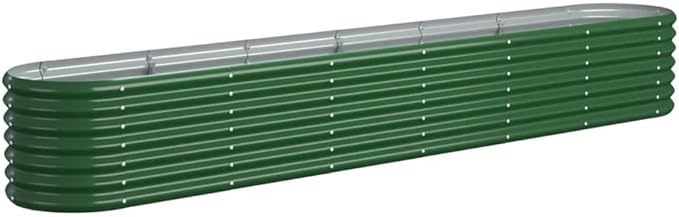 vidaXL Garden Raised Bed Green Powder-Coated Steel Large Durable