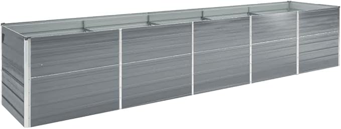 Garden Raised Bed Galvanized Steel 157.5x31.5x17.7 Gray